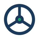 Steering wheel icon with green hub accent for Lyft rideshare driver context